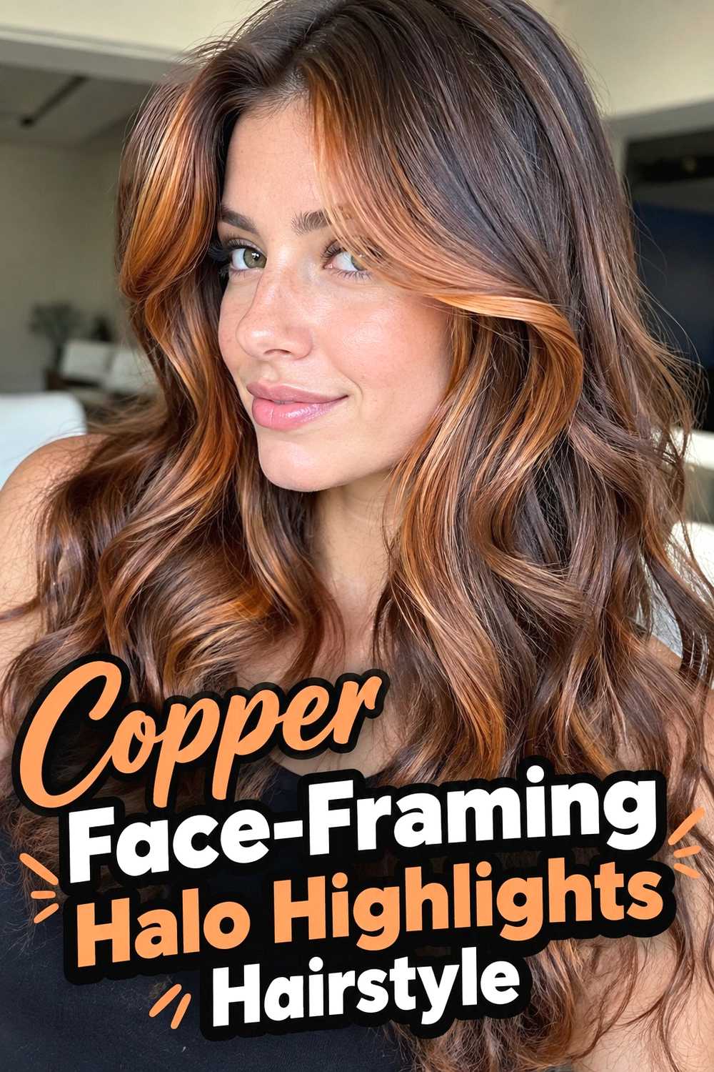 4. Copper Face Framing Halo Highlights Hairstyle