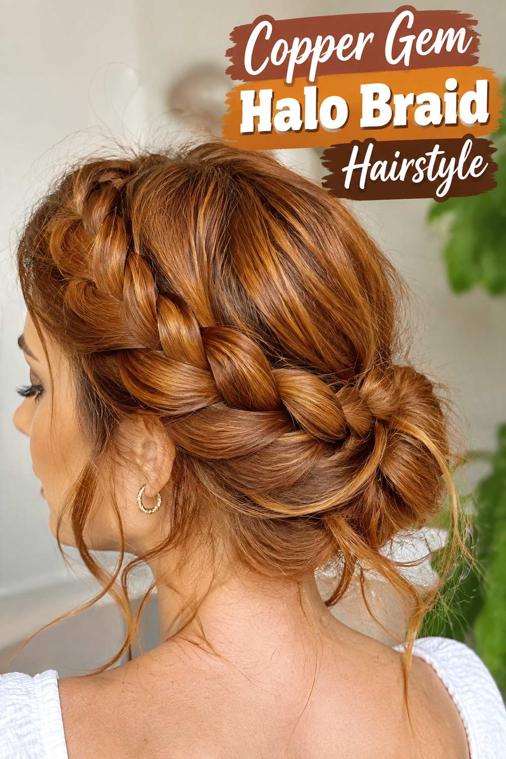 Copper Gem Halo Braid Hairstyle