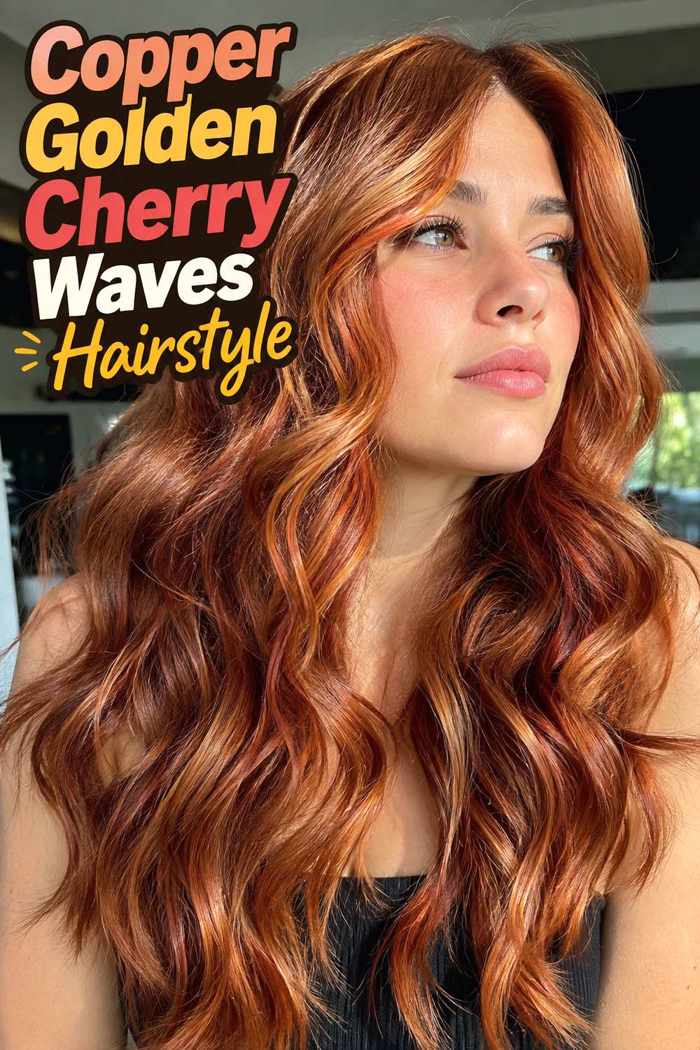 Copper Golden Cherry Waves Hairstyle