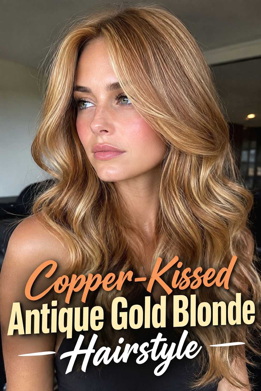 14. Copper Kissed Antique Gold Blonde Hairstyle