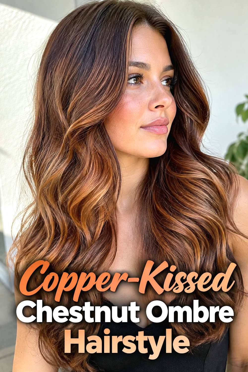 Copper-Kissed Chestnut Ombre Hairstyle