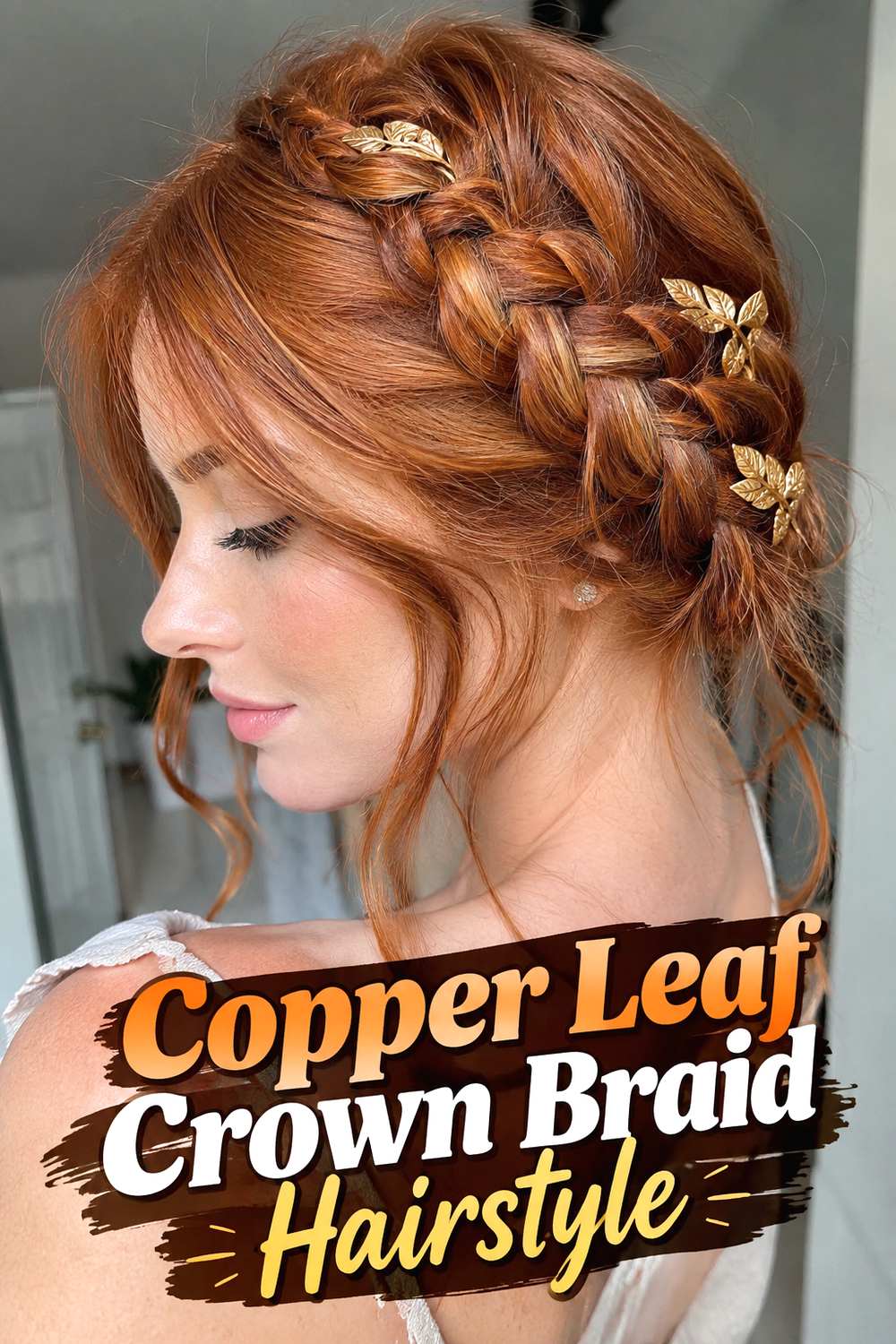 Copper Leaf Crown Braid Hairstyle