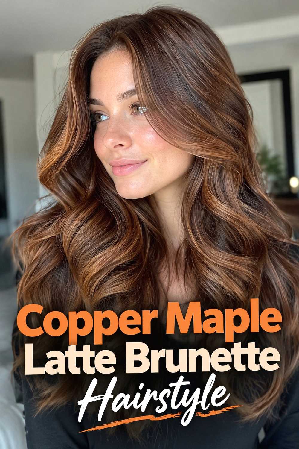 7. Copper Maple Latte Brunette Hairstyle