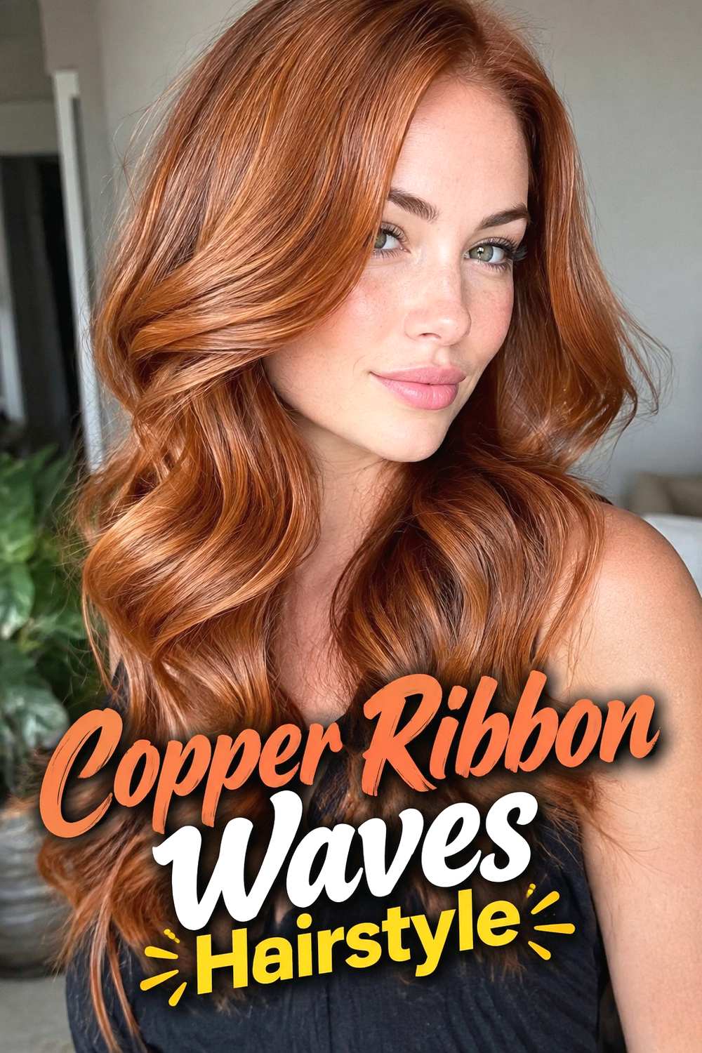 1. Copper Ribbon Waves Hairstyle