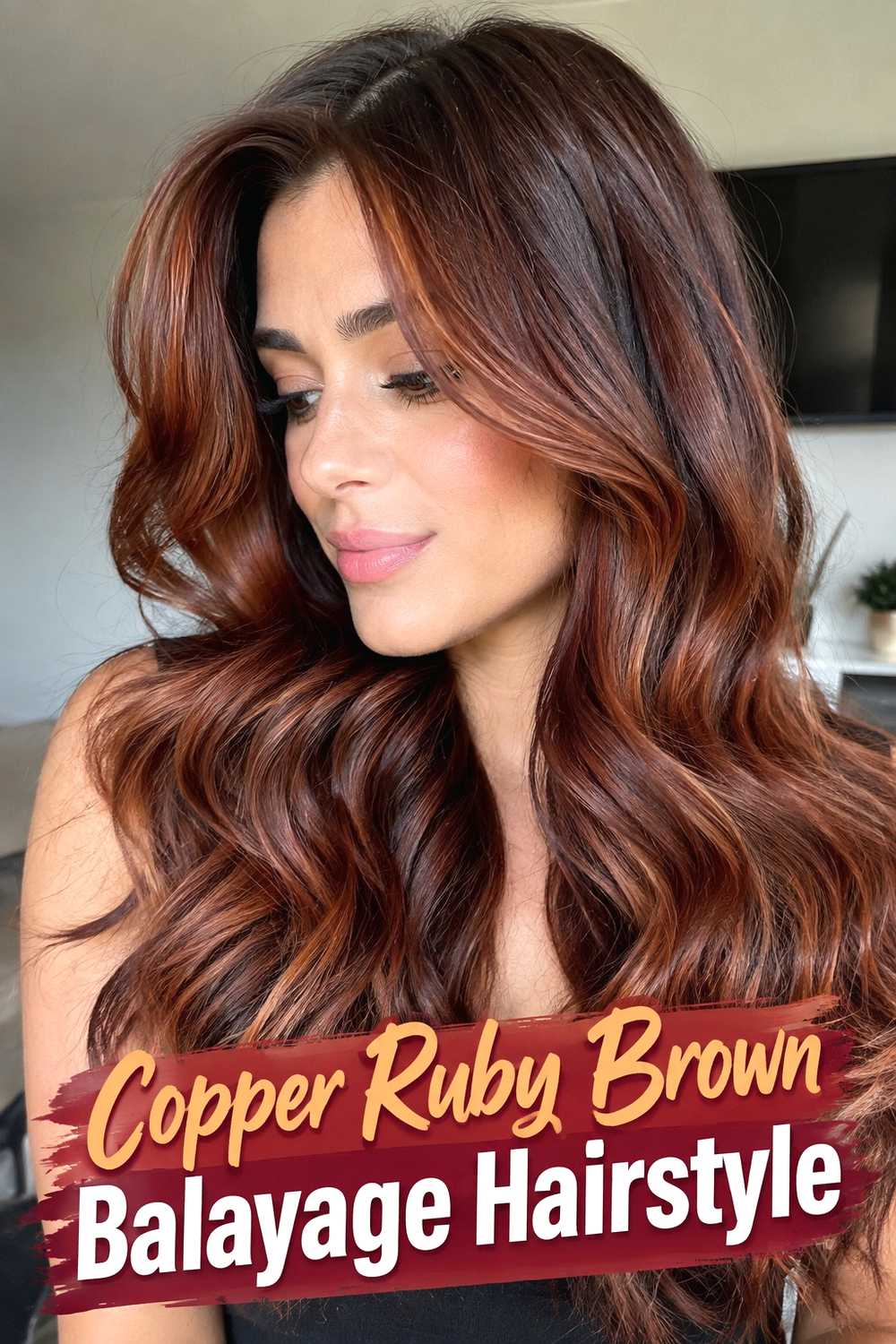 11. Copper Ruby Brown Balayage Hairstyle