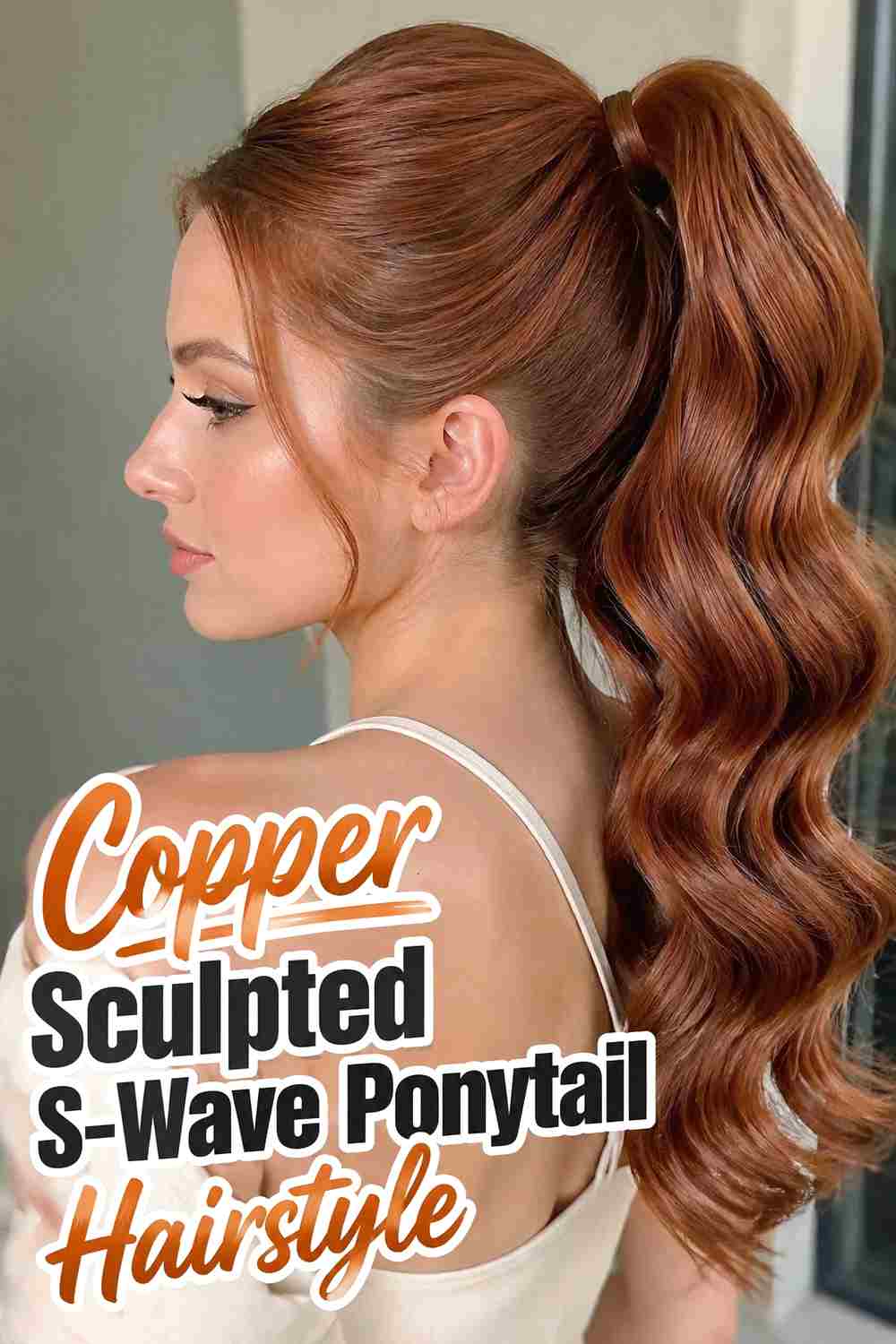 18. Copper Sculpted S Wave Ponytail Hairstyle