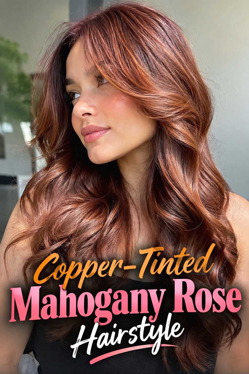 9. Copper Tinted Mahogany Rose Hairstyle
