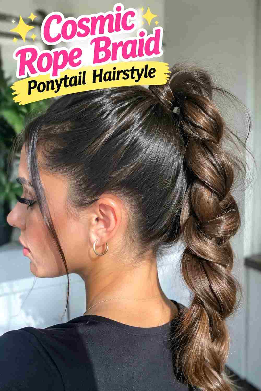 5. Cosmic Rope Braid Ponytail Hairstyle