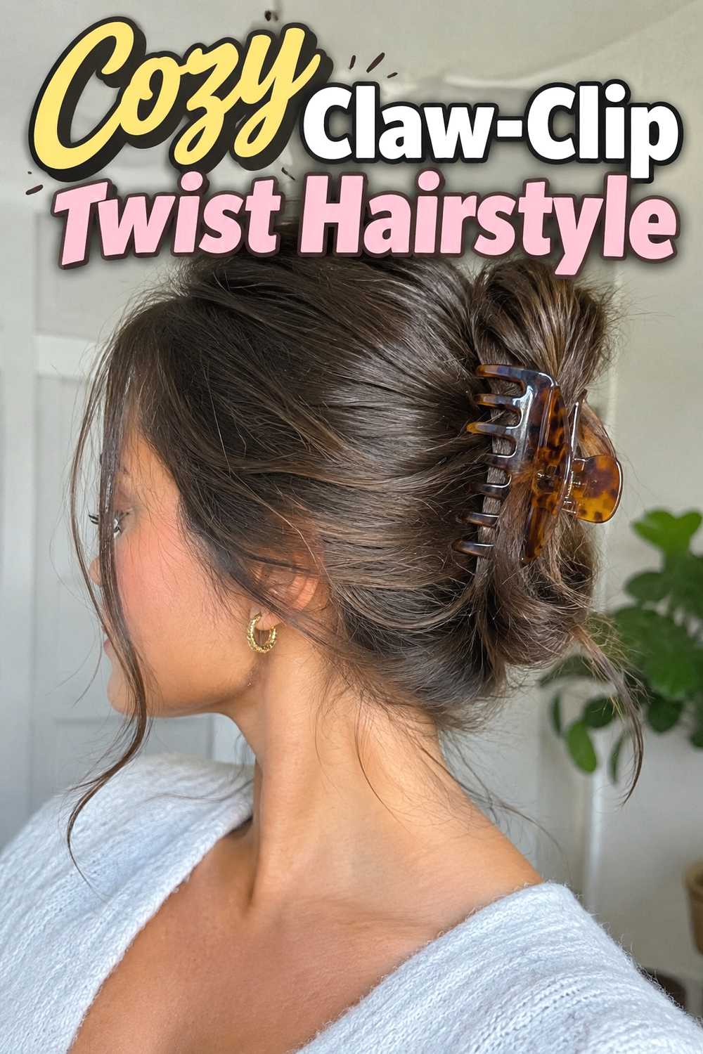 14. Cozy Claw Clip Twist Hairstyle