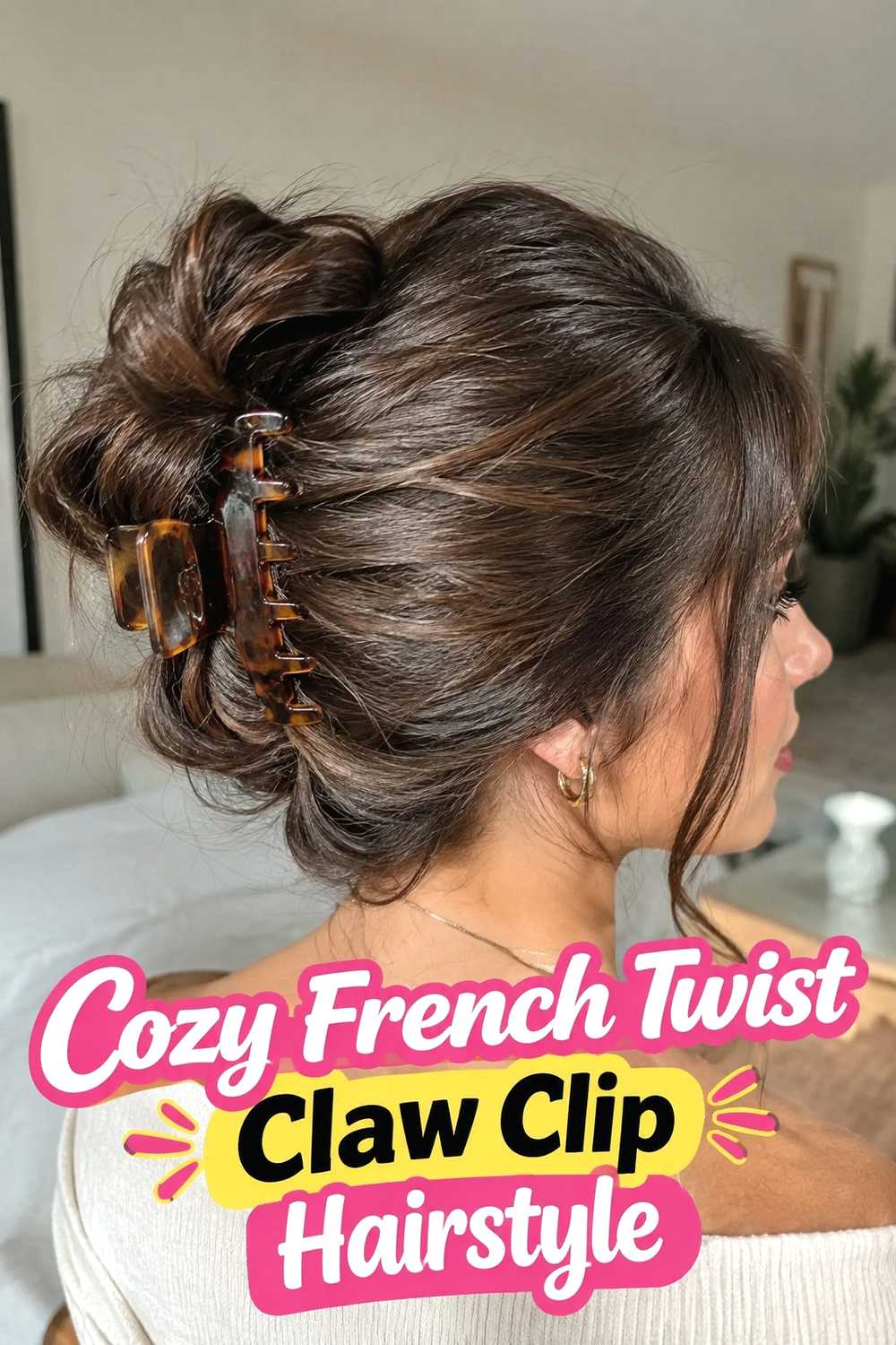 1. Cozy French Twist Claw Clip Hairstyle