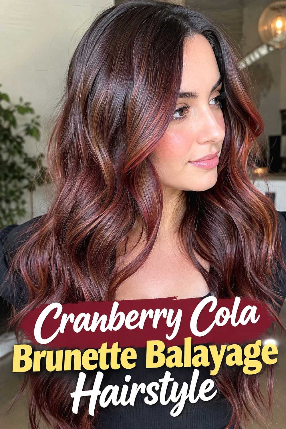 3. Cranberry Cola Brunette Balayage Hairstyle