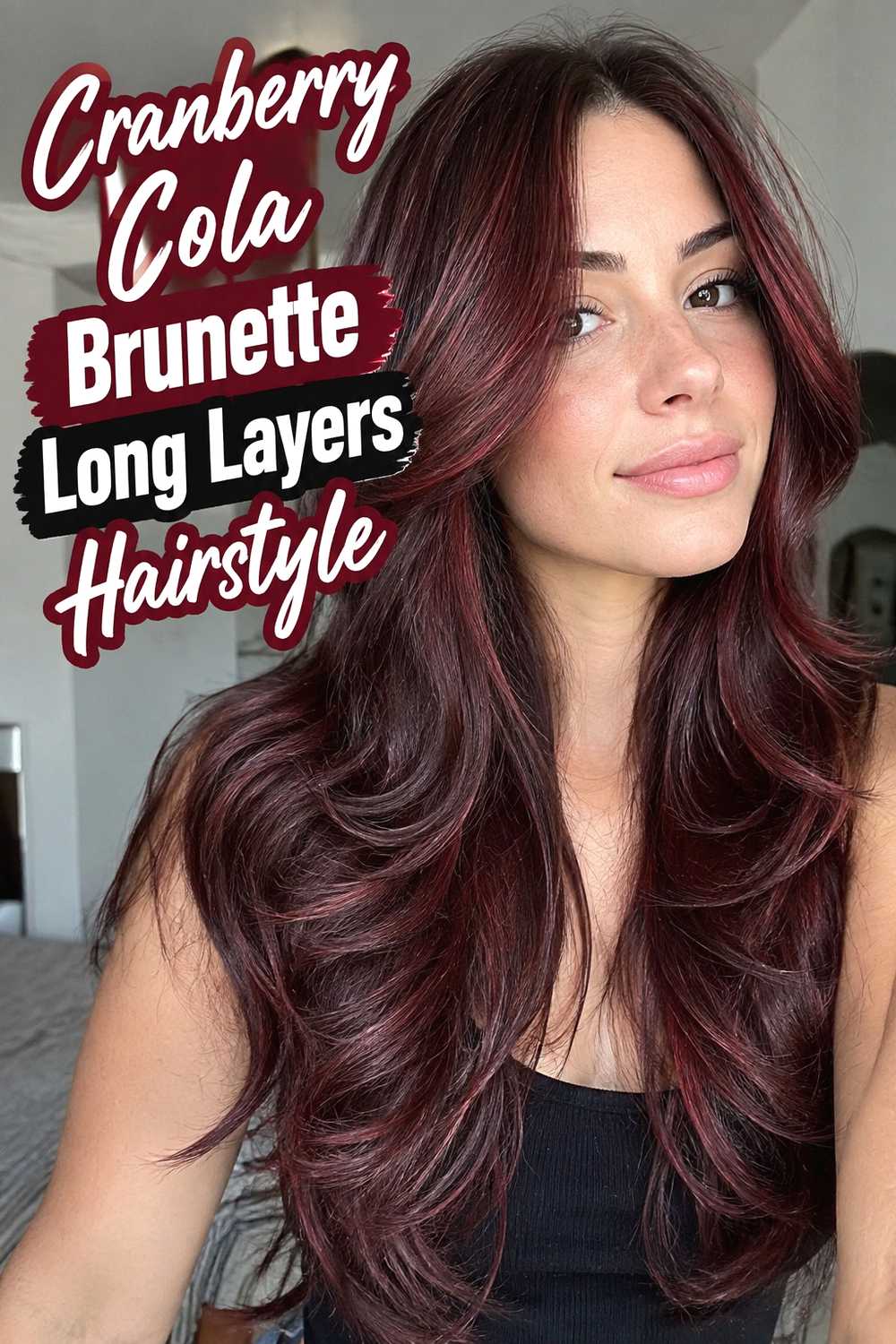 10. Cranberry Cola Brunette Long Layers Hairstyle