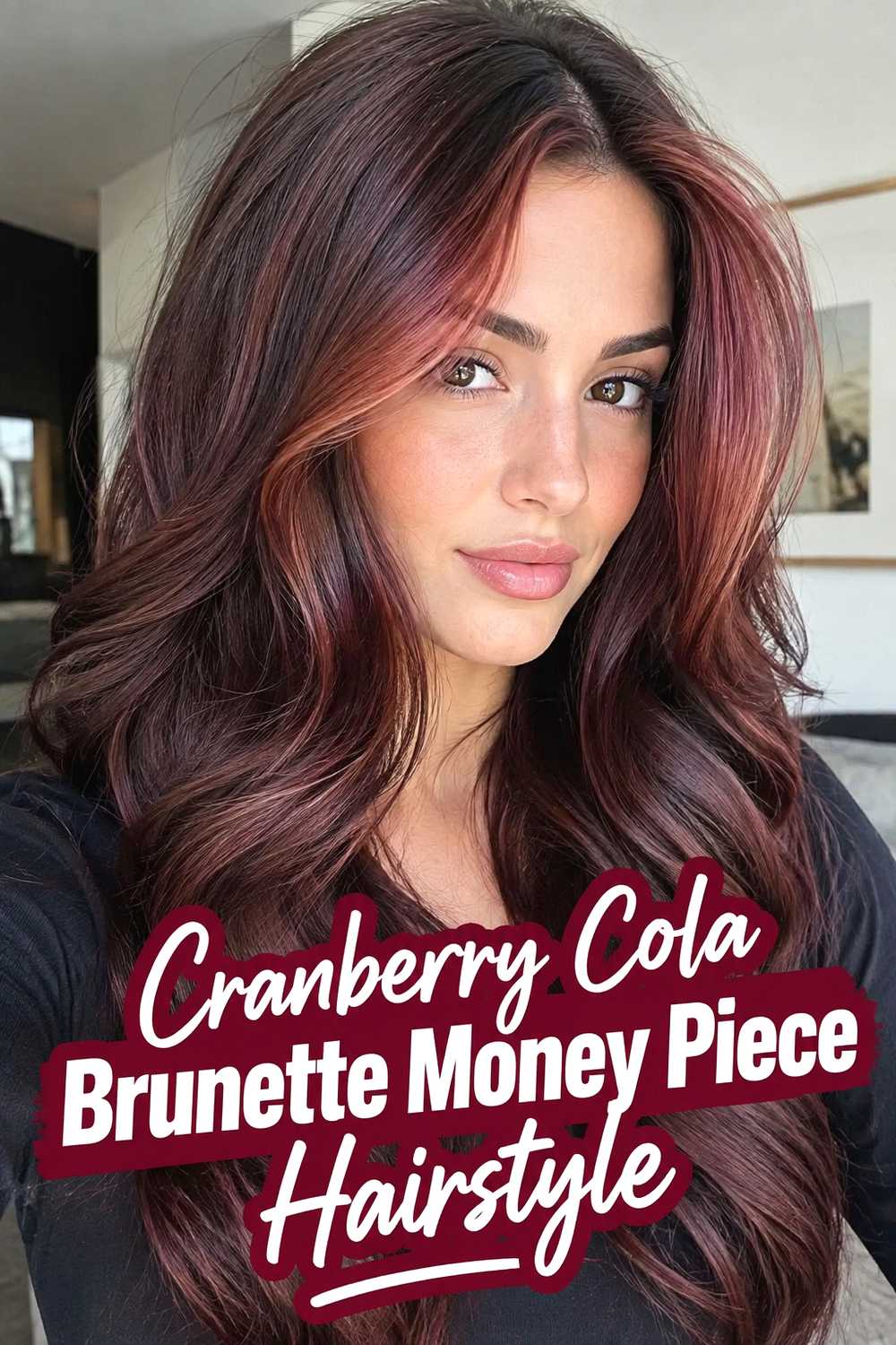 4. Cranberry Cola Brunette Money Piece Hairstyle