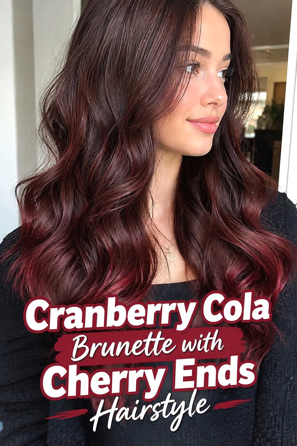 14. Cranberry Cola Brunette With Cherry Ends Hairstyle