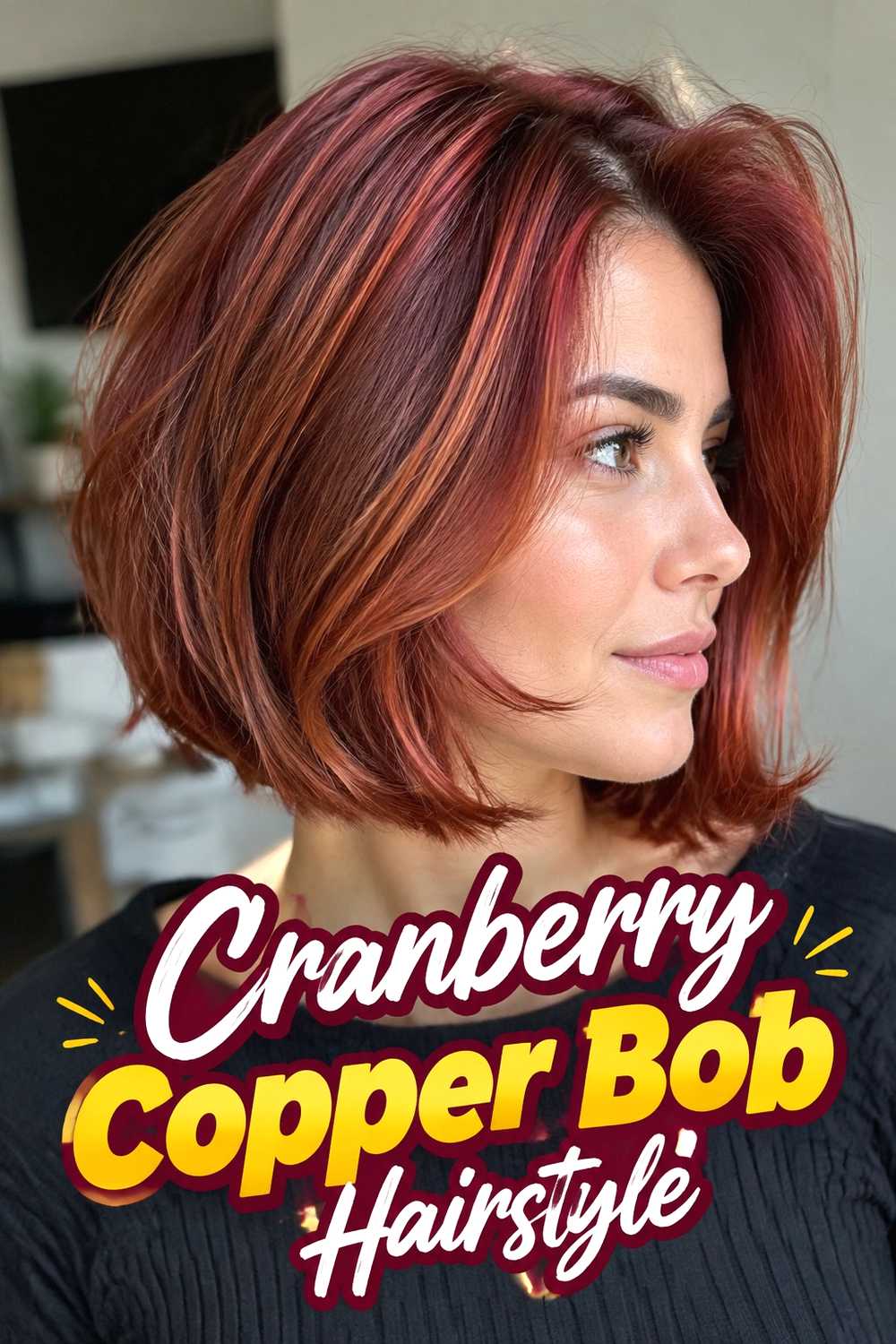 13. Cranberry Copper Bob Hairstyle