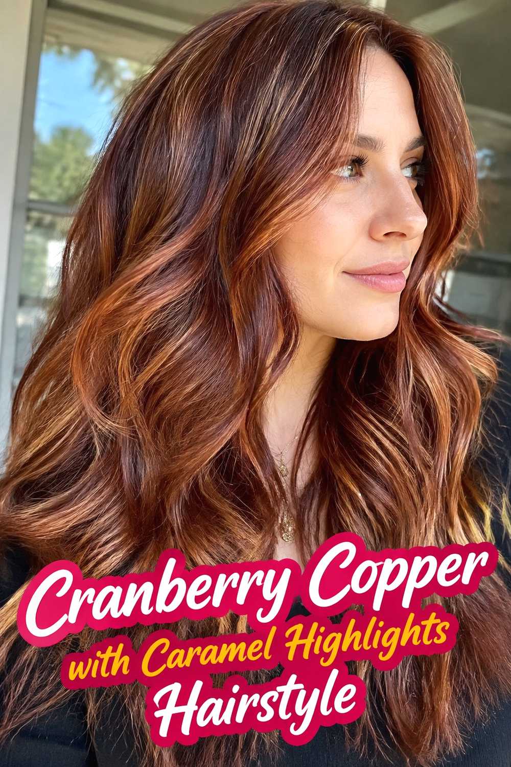 14. Cranberry Copper With Caramel Highlights Hairstyle