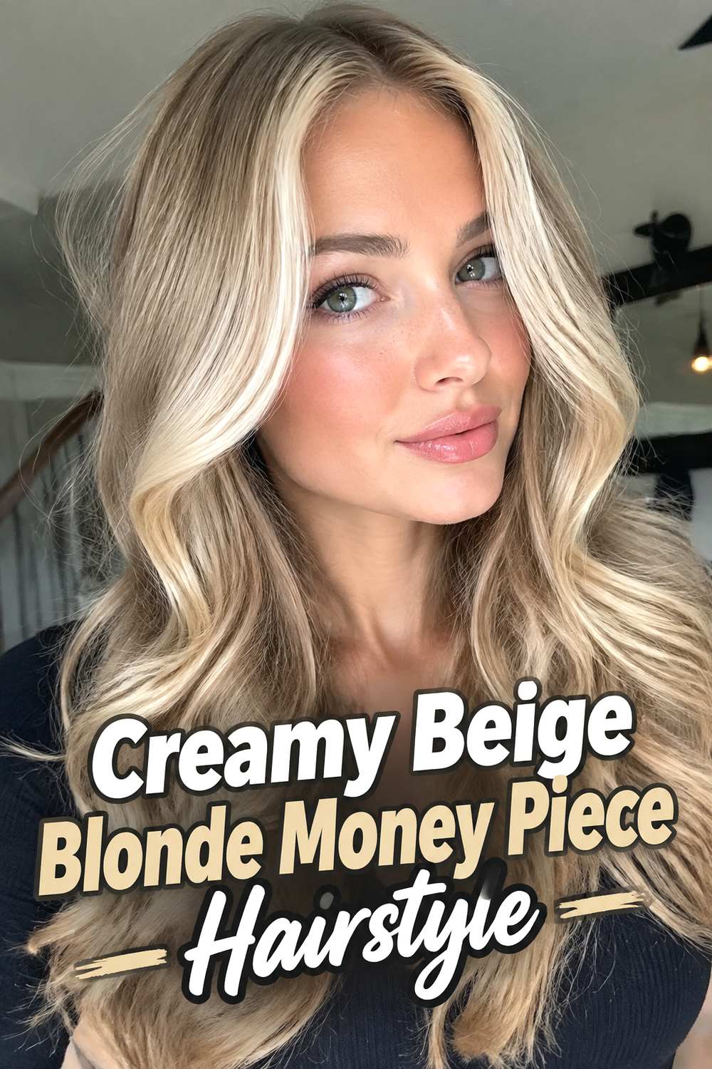 Creamy Beige Blonde Money Piece Hairstyle