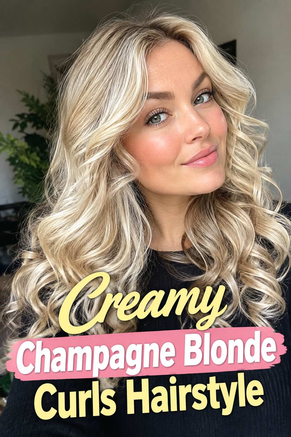 Creamy Champagne Blonde Curls Hairstyle