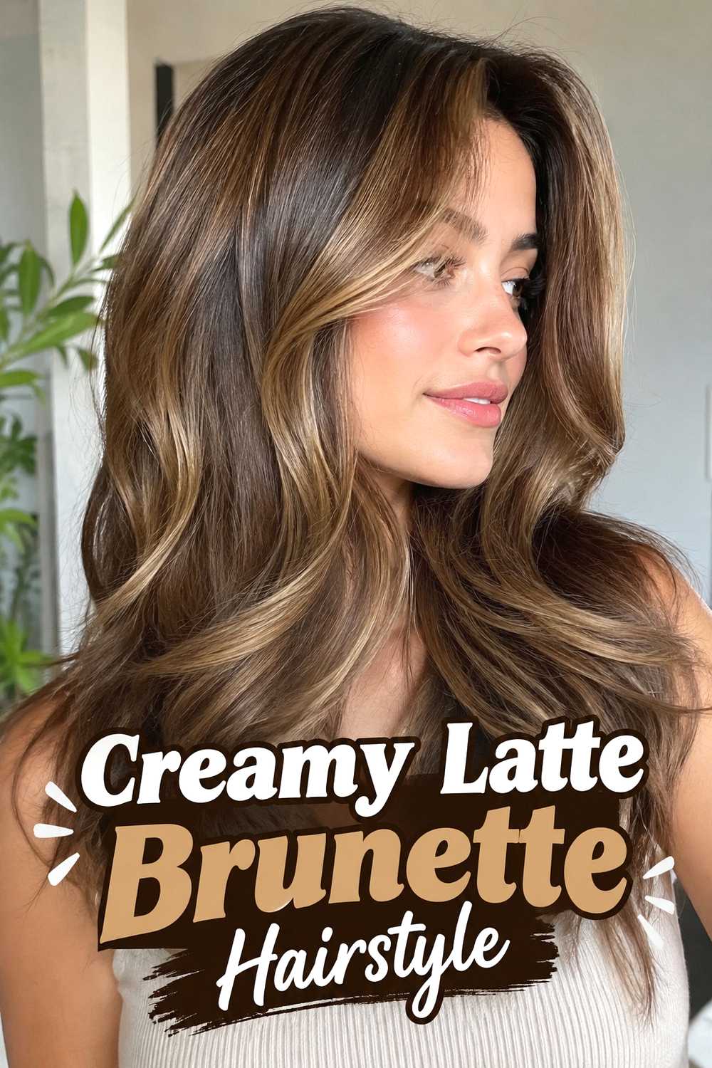 2. Creamy Latte Brunette Hairstyle