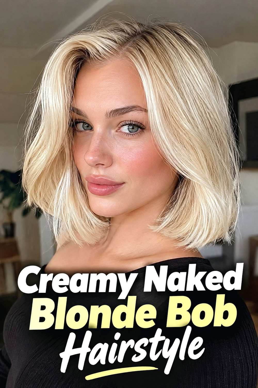 2. Creamy Naked Blonde Bob Hairstyle