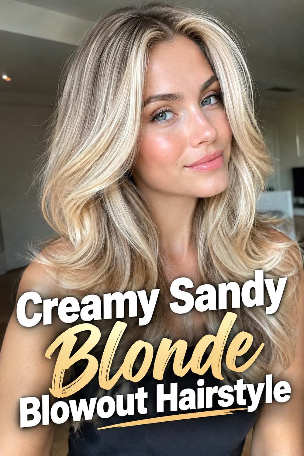 Creamy Sandy Blonde Blowout Hairstyle