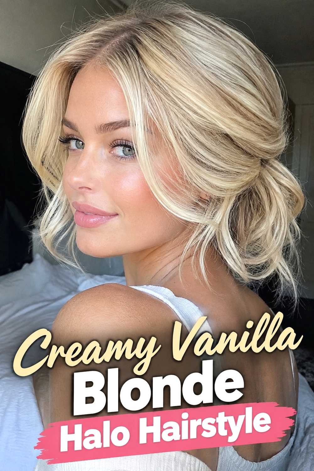 9. Creamy Vanilla Blonde Halo Hairstyle