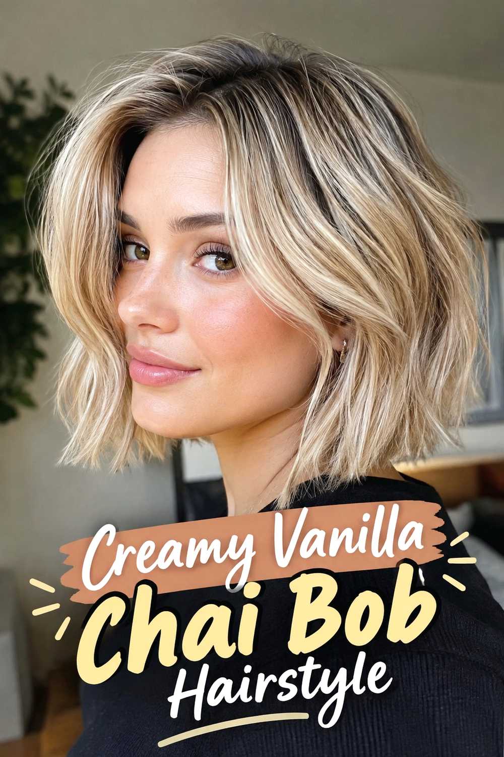 4. Creamy Vanilla Chai Bob Hairstyle