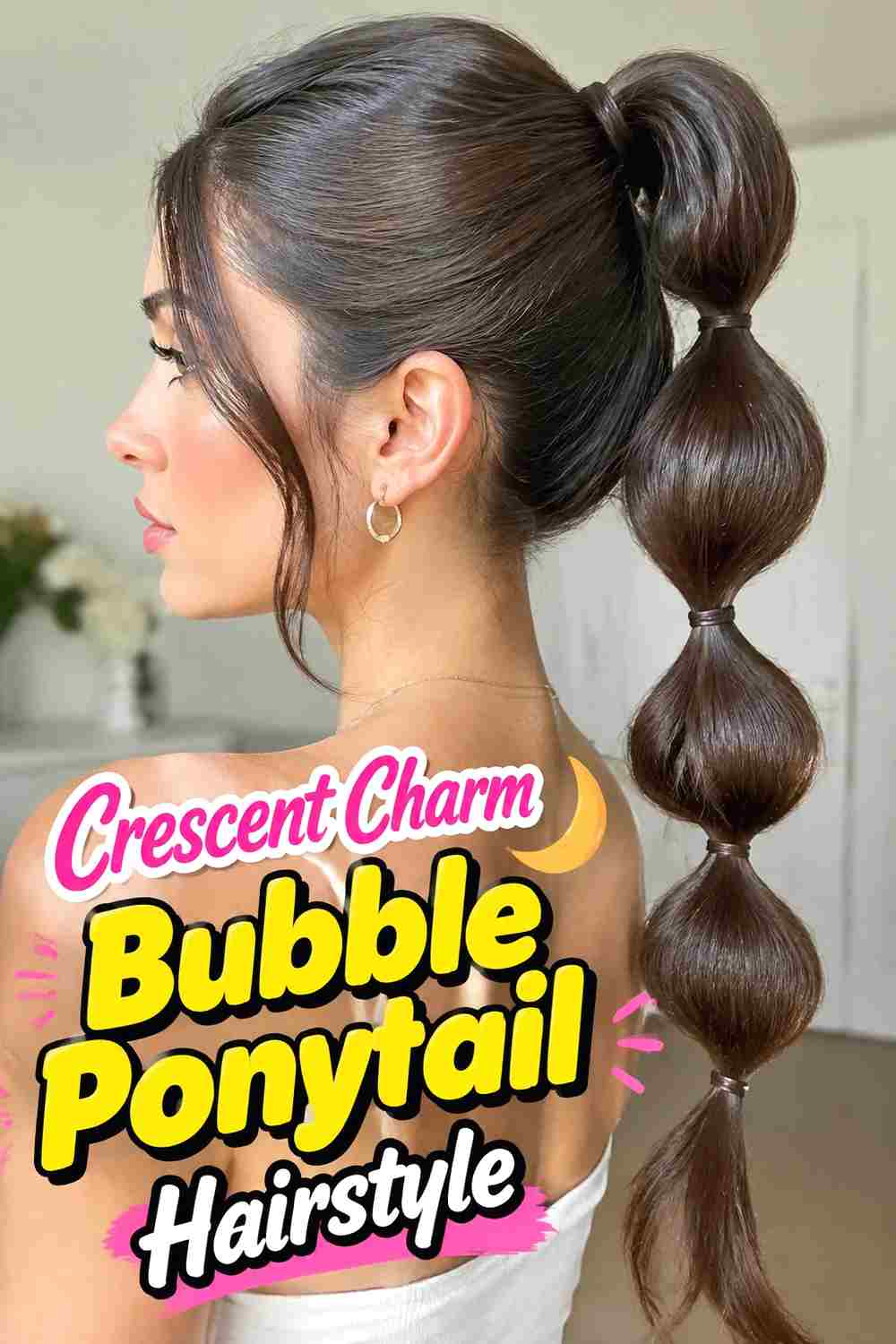 4. Crescent Charm Bubble Ponytail Hairstyle