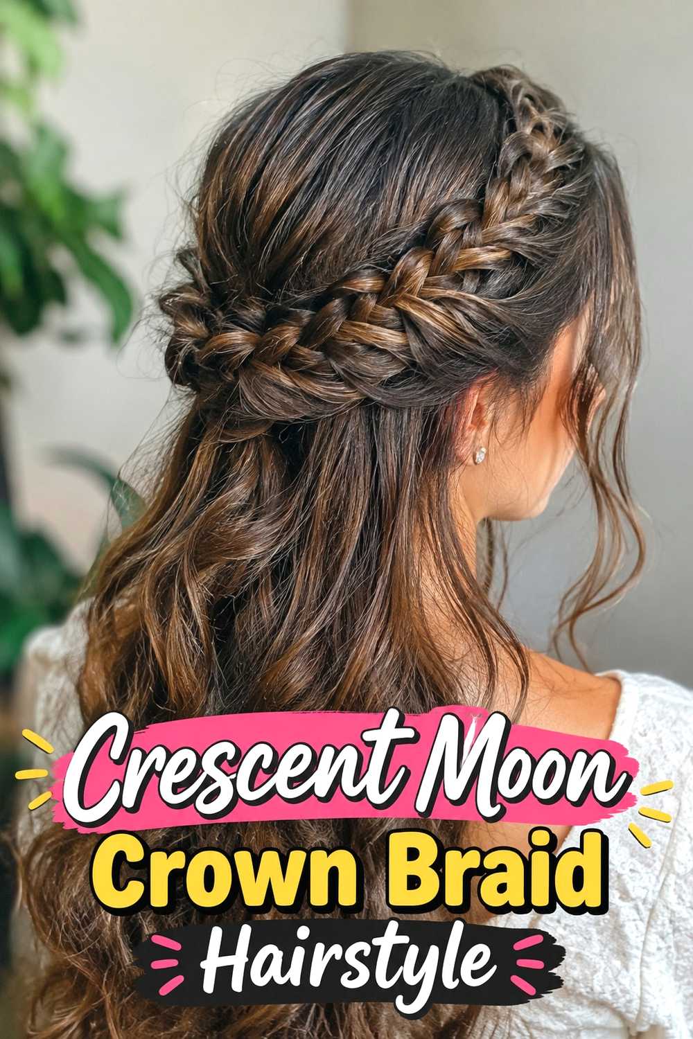 2. Crescent Moon Crown Braid Hairstyle