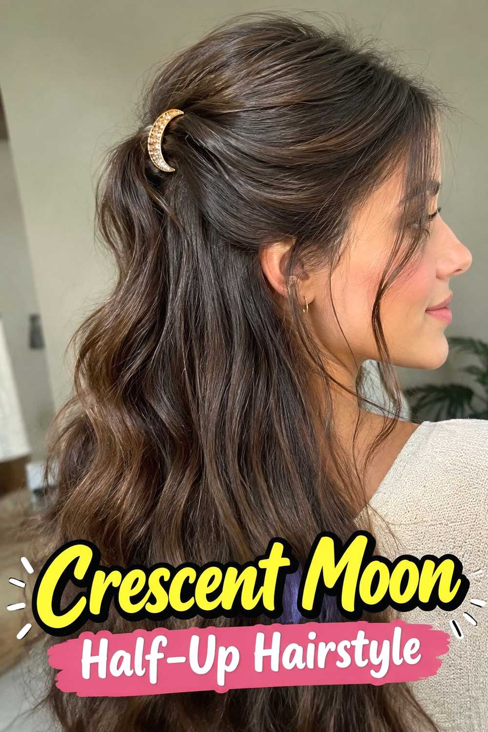 1. Crescent Moon Half Up Hairstyle