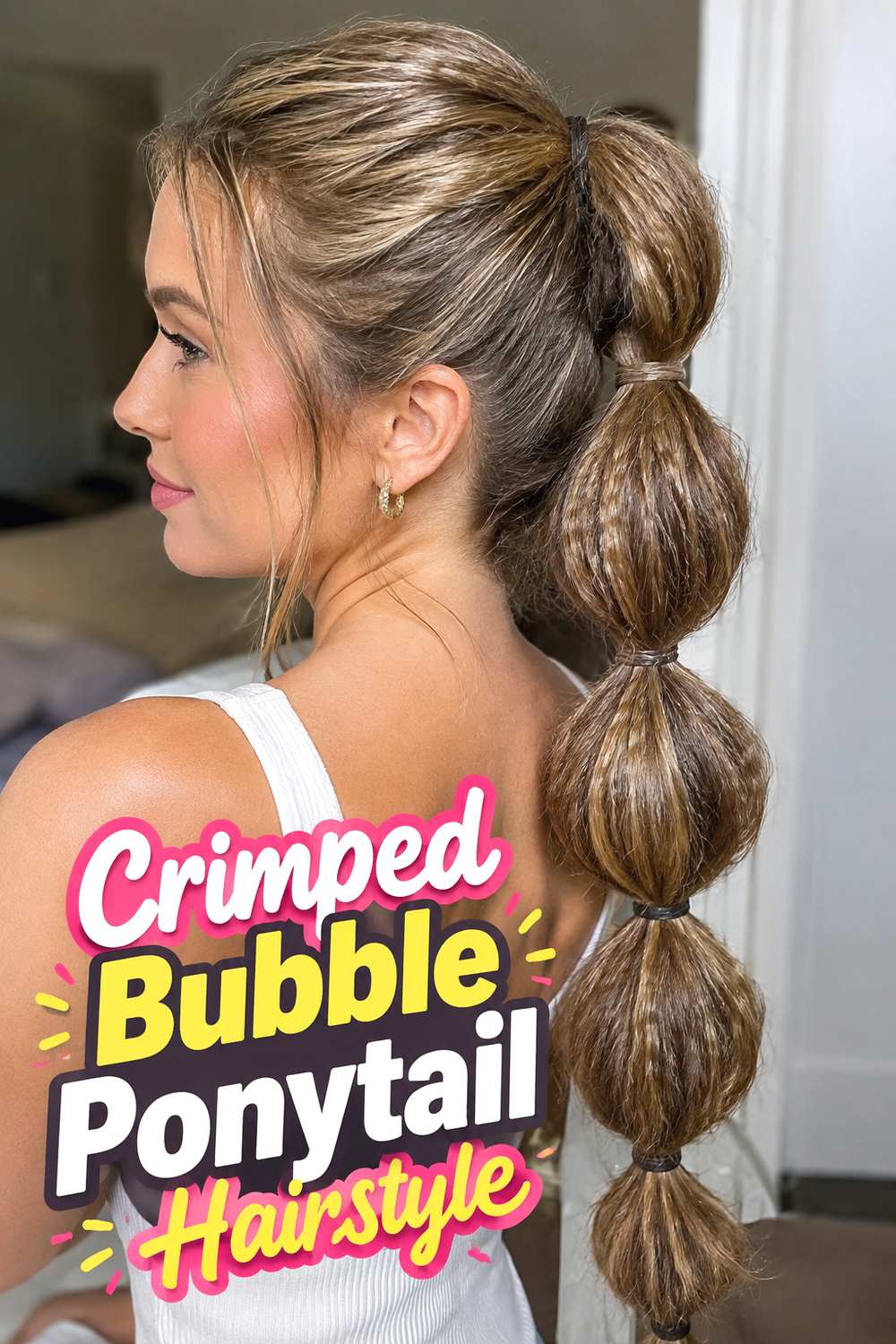 Crimped Bubble Ponytail Hairstyle