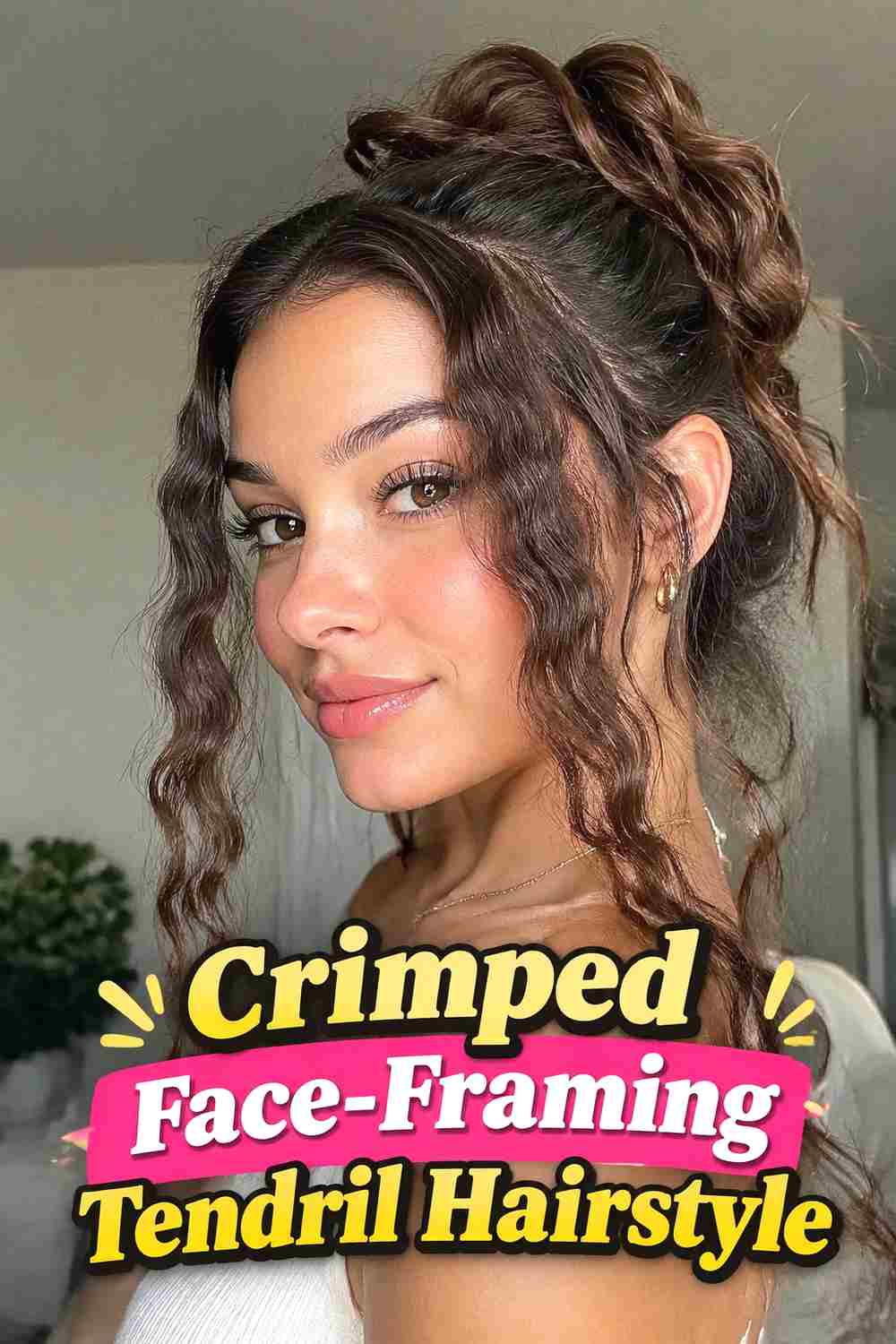 14. Crimped Face Framing Tendril Hairstyle