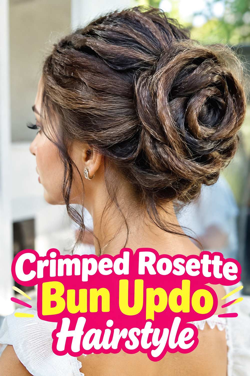 Crimped Rosette Bun Updo Hairstyle
