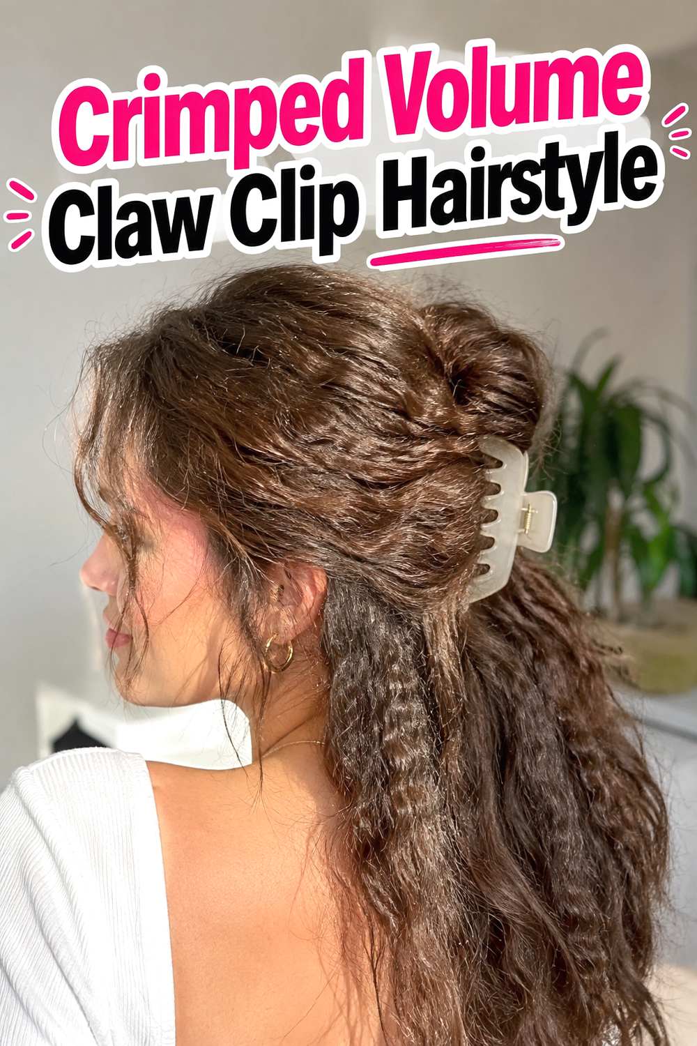 Crimped Volume Claw Clip Hairstyle