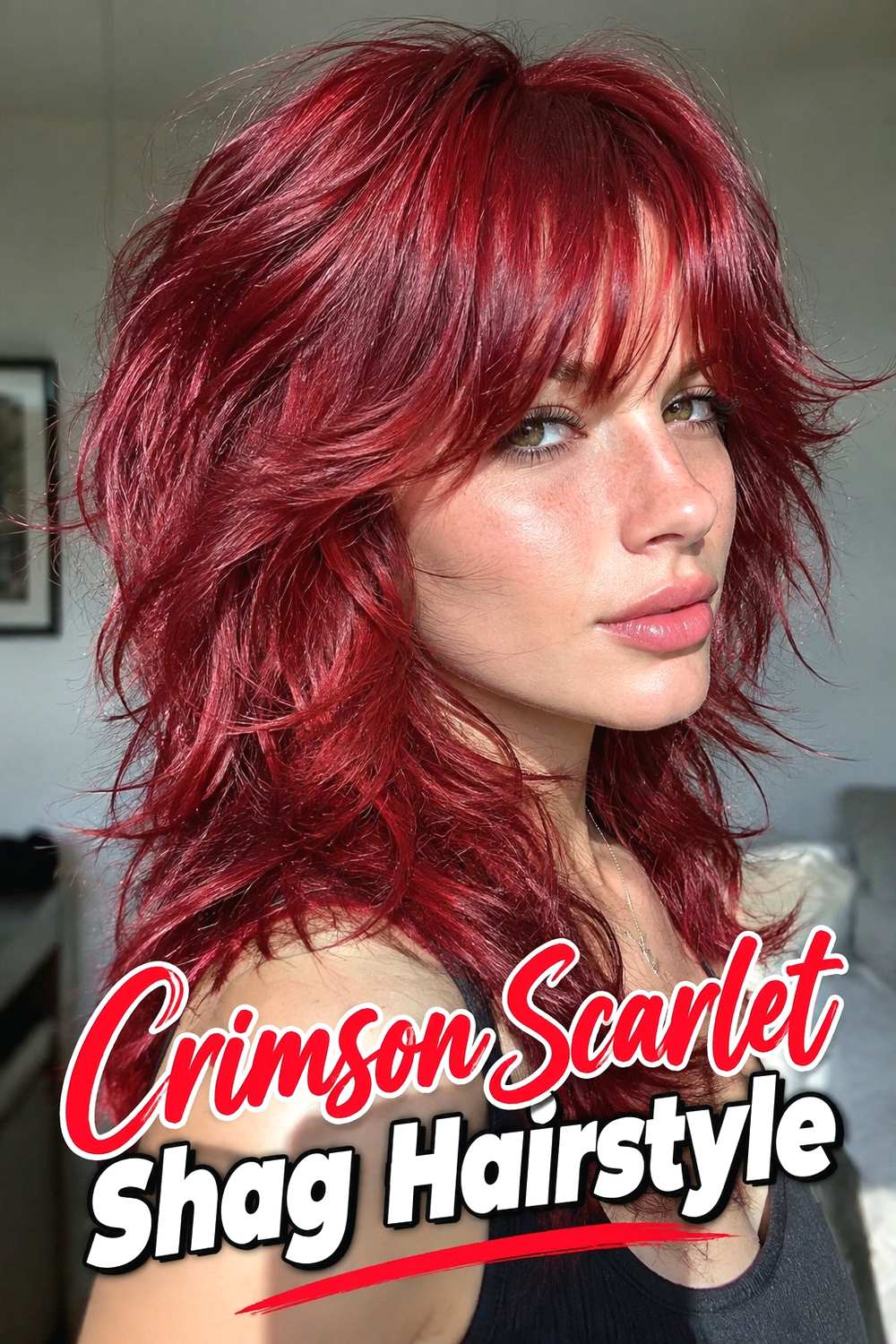 7. Crimson Scarlet Shag Hairstyle