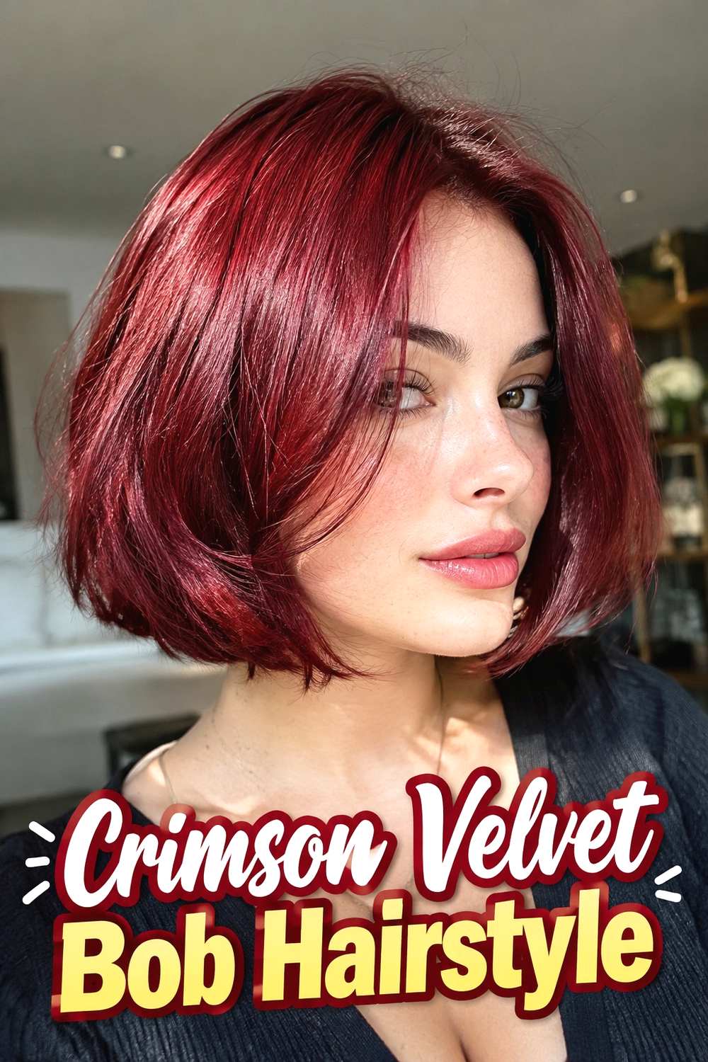 Crimson Velvet Bob Hairstyle