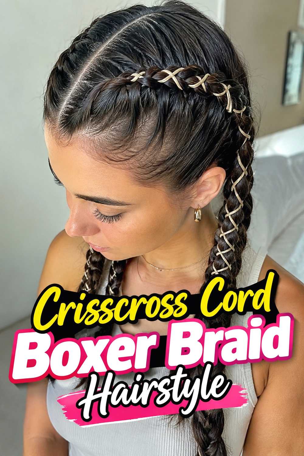13. Crisscross Cord Boxer Braid Hairstyle