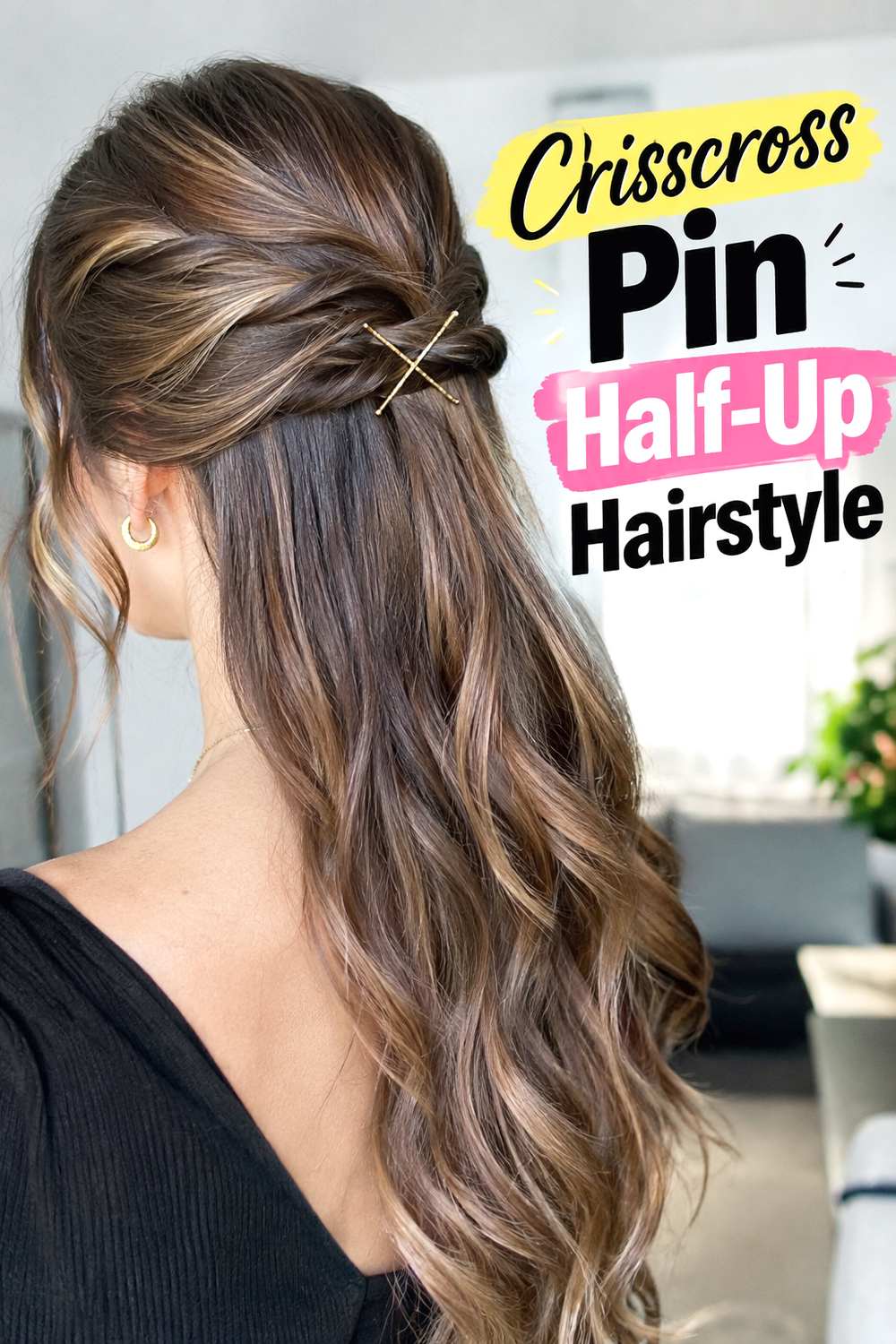 Crisscross Pin Half-Up Hairstyle
