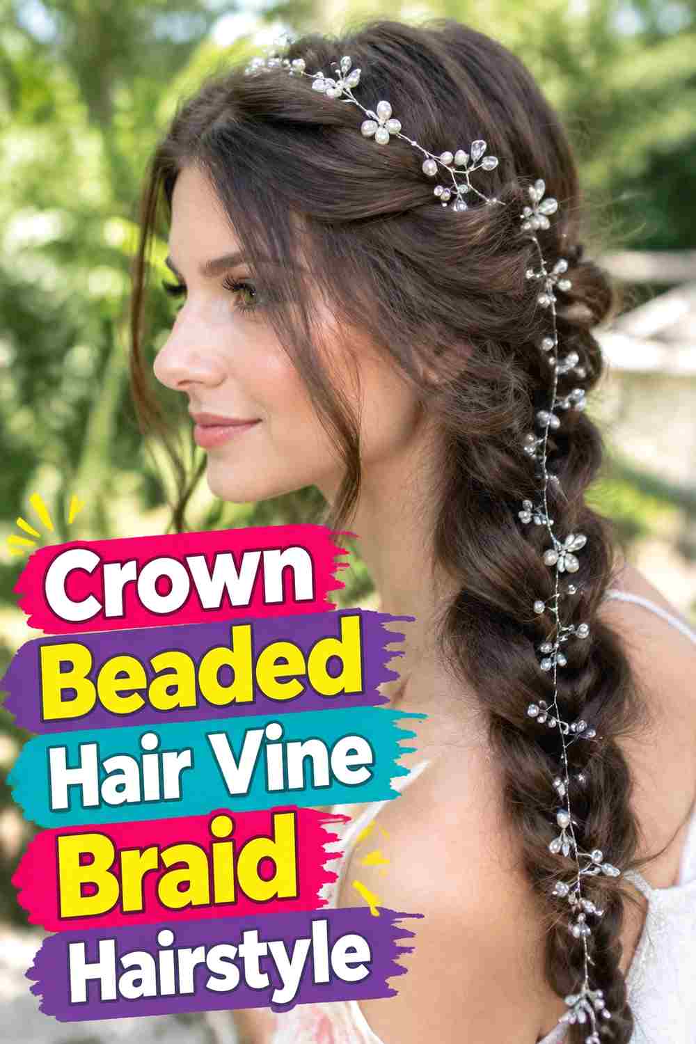 3. Crown Beaded Hair Vine Braid Hairstyle