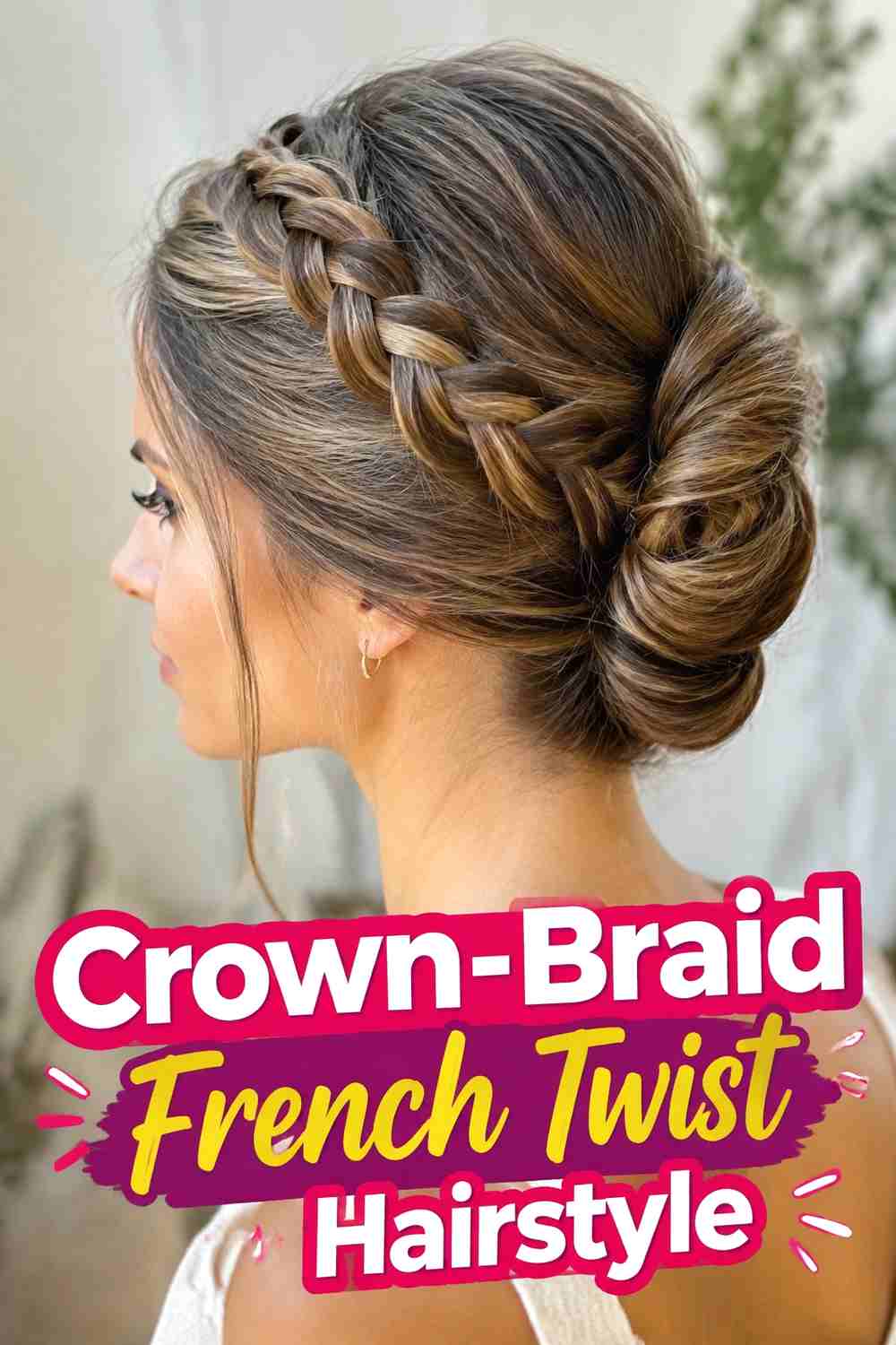 3. Crown Braid French Twist Hairstyle