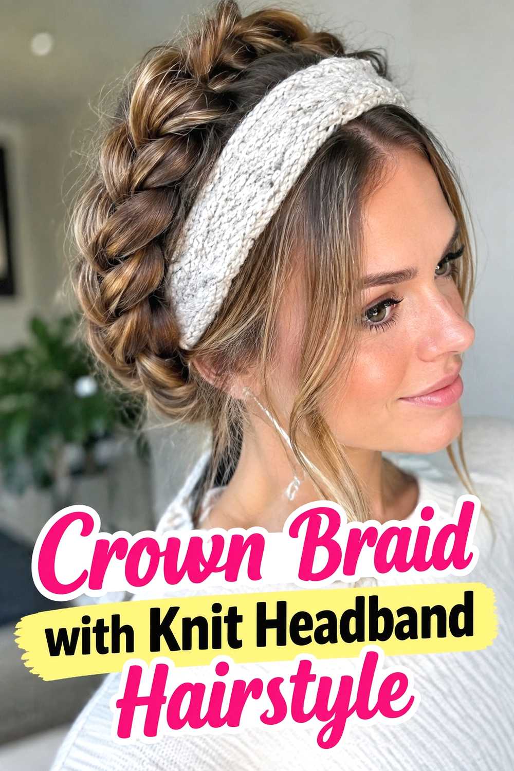 4. Crown Braid With Knit Headband Hairstyle