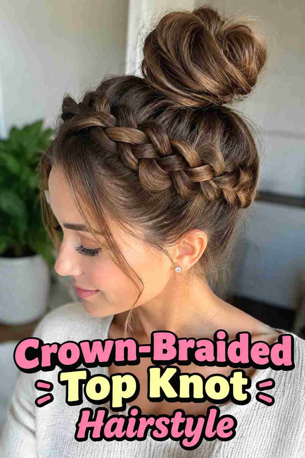 12. Crown Braided Top Knot Hairstyle