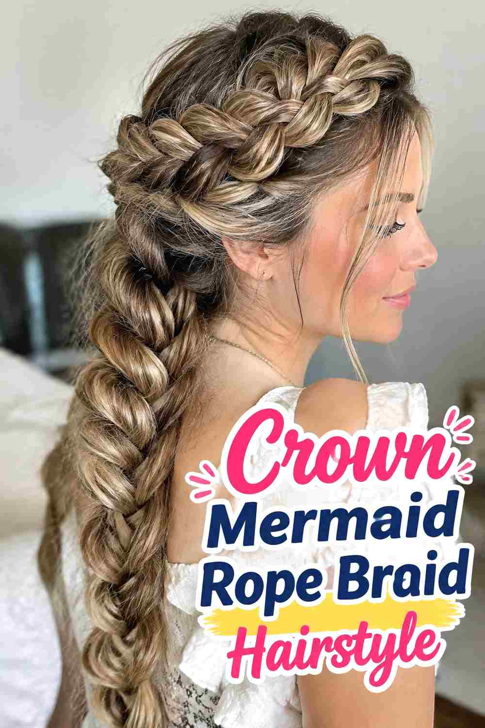 10. Crown Mermaid Rope Braid Hairstyle