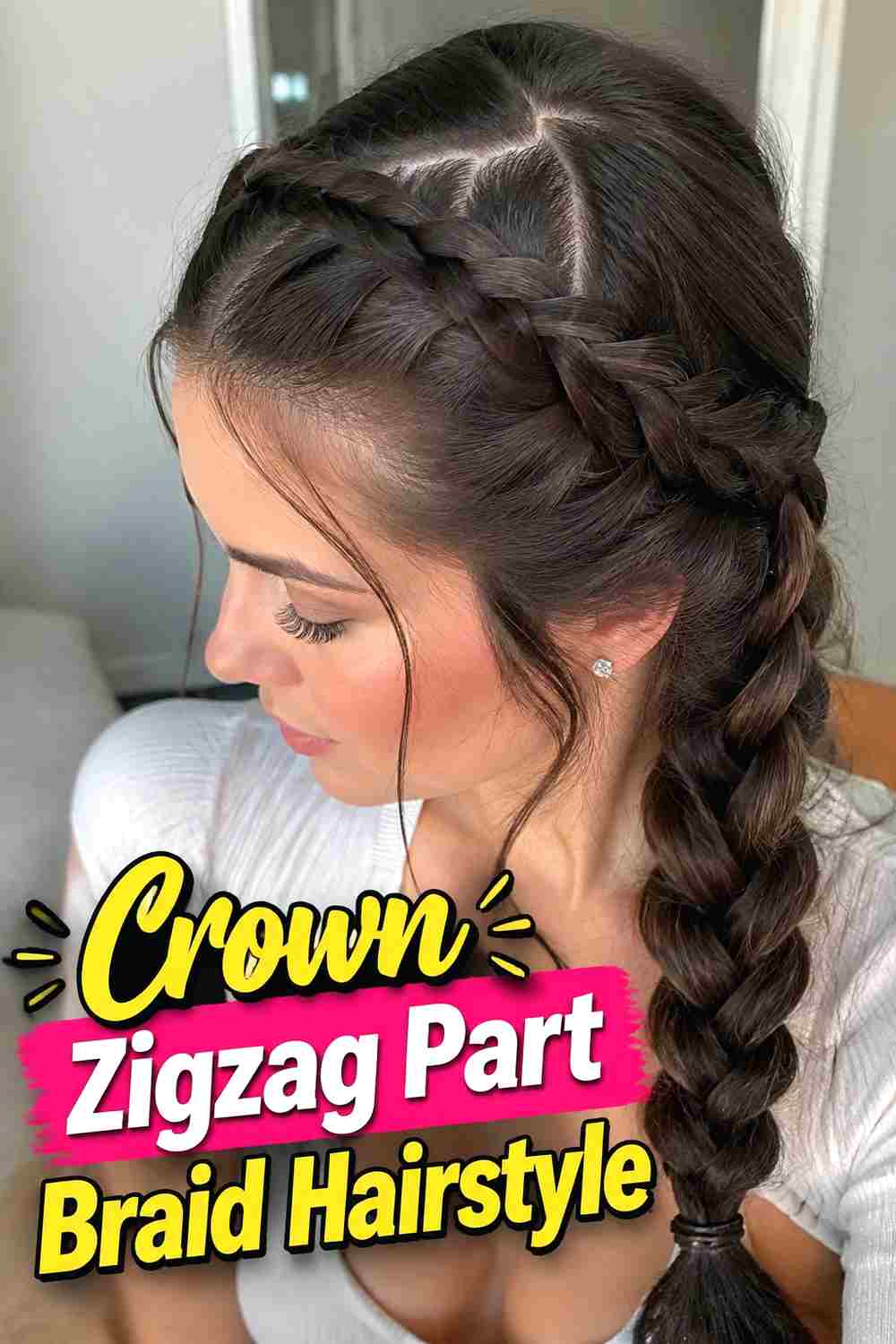 14. Crown Zigzag Part Braid Hairstyle