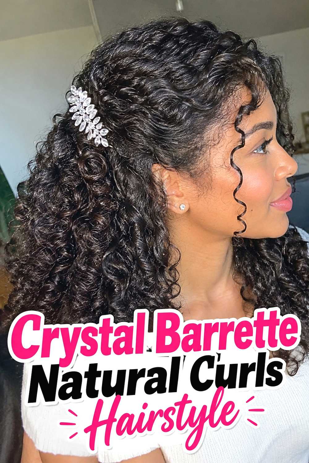 15. Crystal Barrette Natural Curls Hairstyle