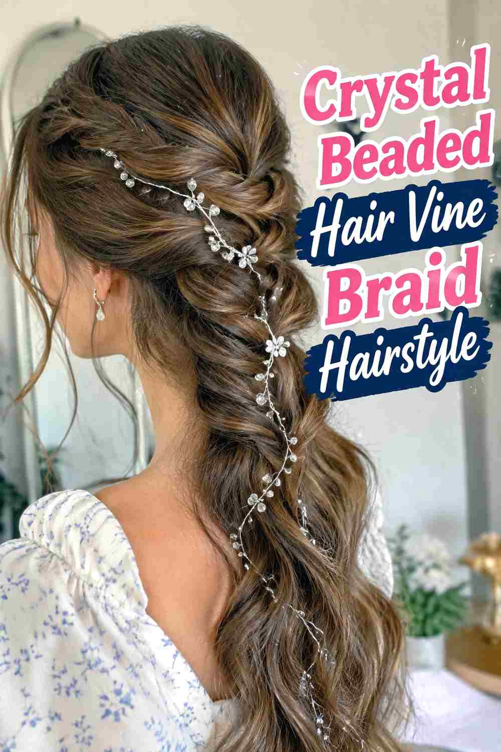 12. Crystal Beaded Hair Vine Braid Hairstyle