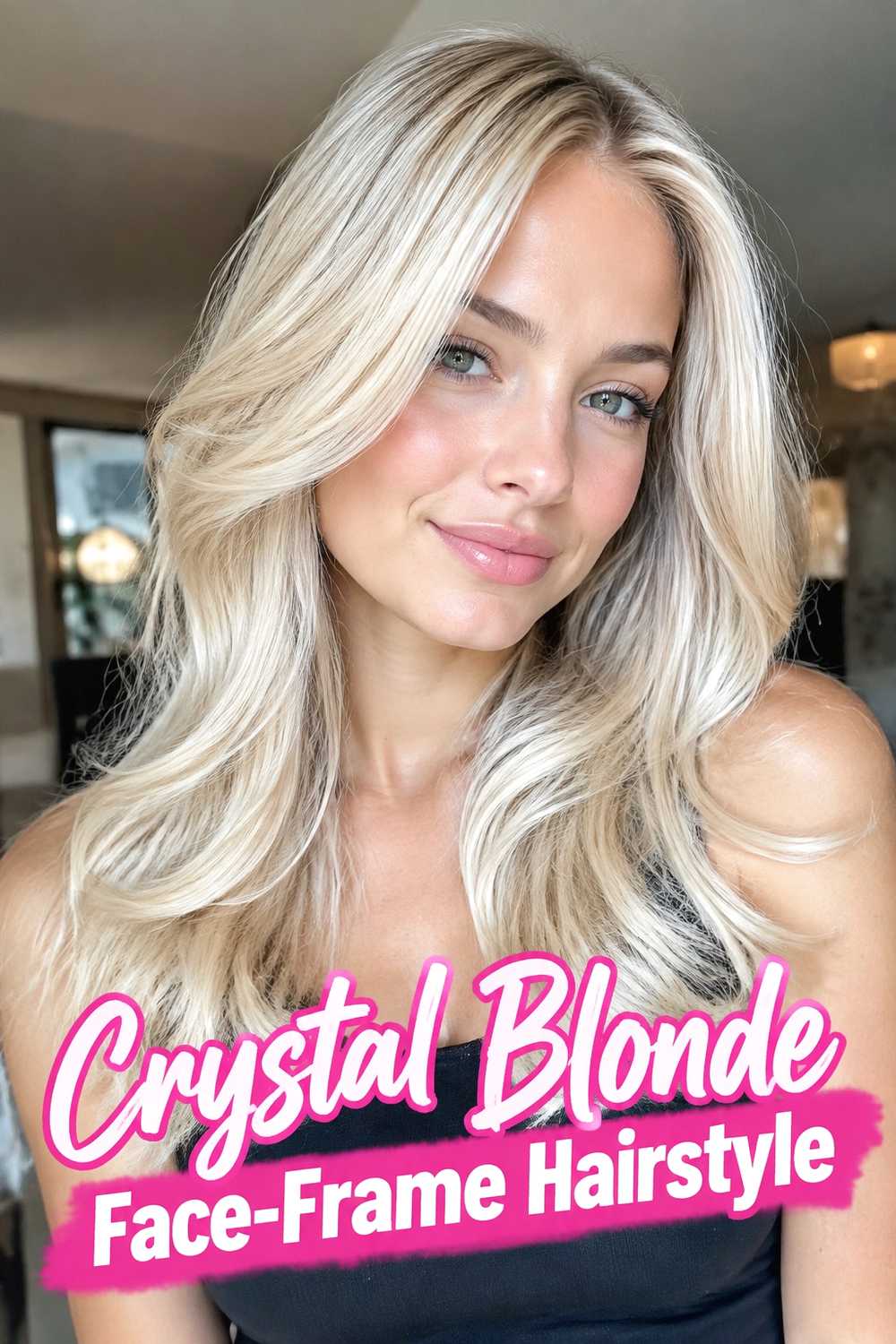 15. Crystal Blonde Face Frame Hairstyle