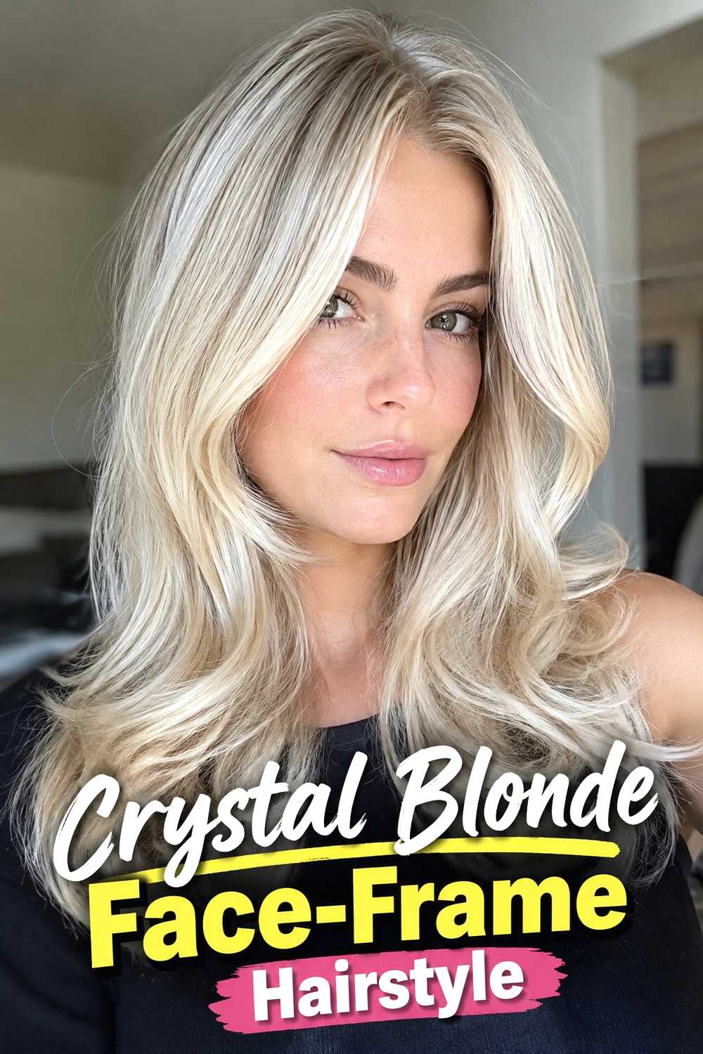 15. Crystal Blonde Face Frame Hairstyle