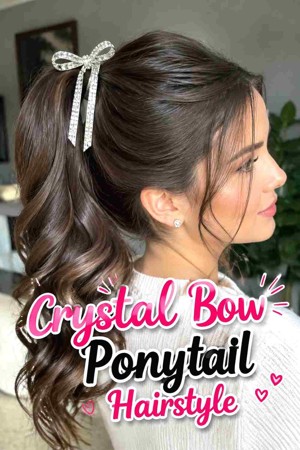 5. Crystal Bow Ponytail Hairstyle