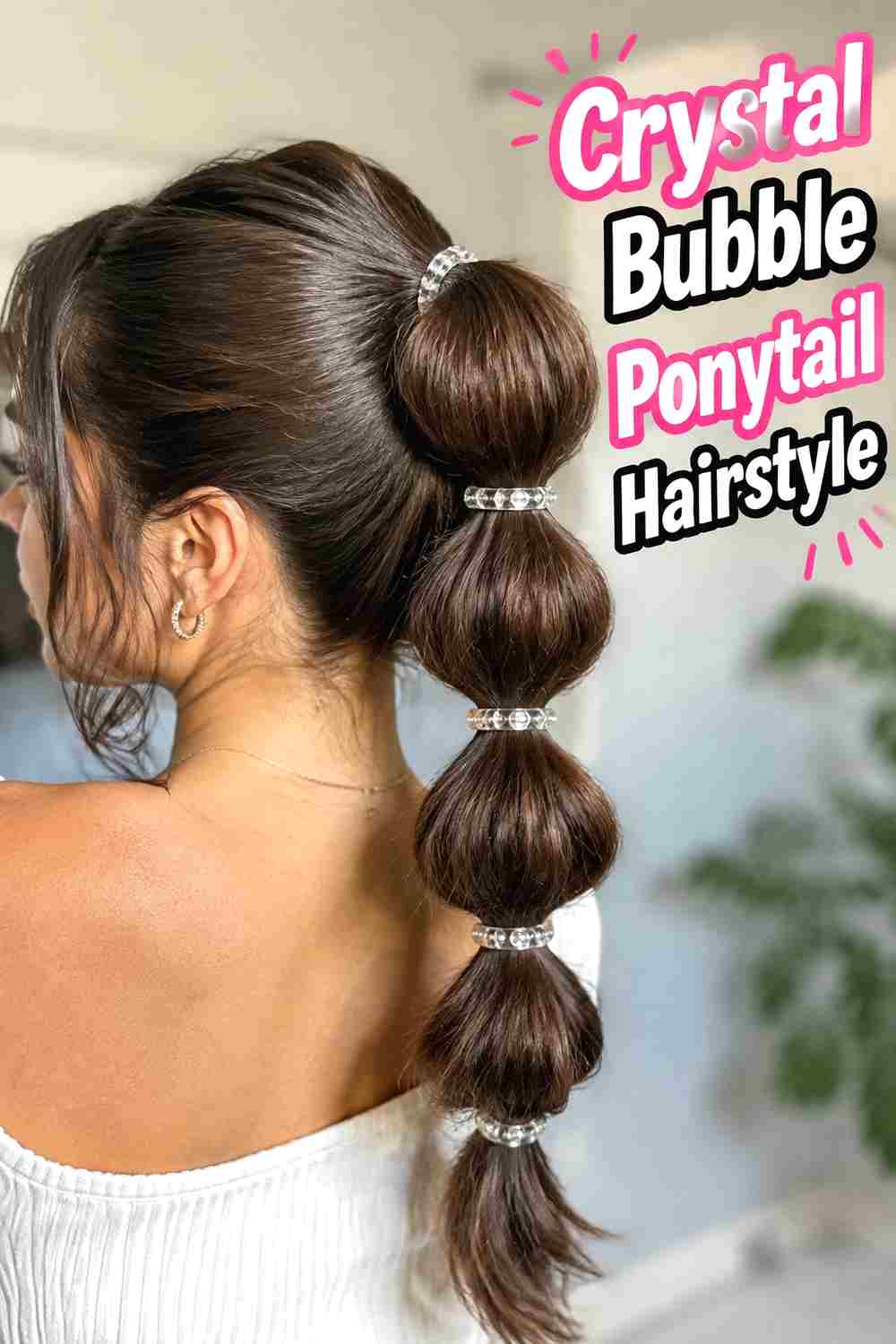 4. Crystal Bubble Ponytail Hairstyle